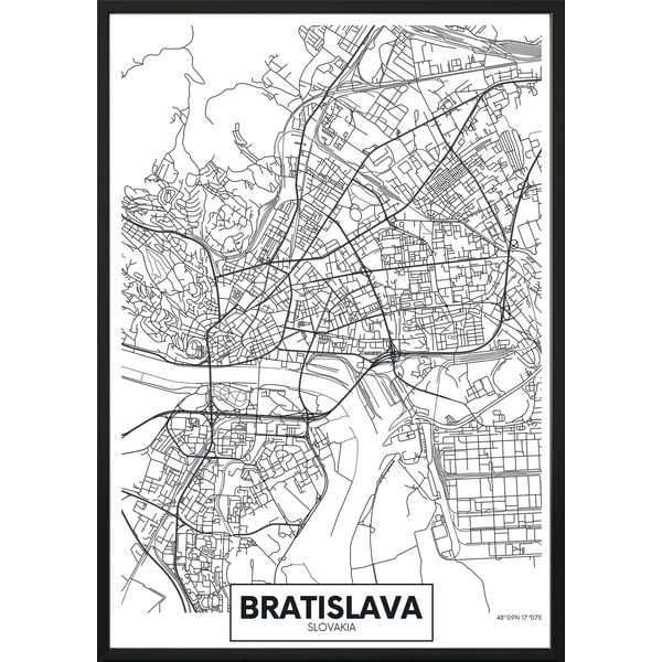 Sienas plakāts rāmī MAP/BRATISLAVA, 70 x 100 cm