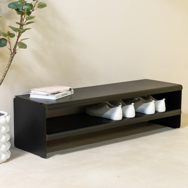 Melns tērauda apavu plaukts 101,5x28x31 cm Linea – Spinder Design-image-1