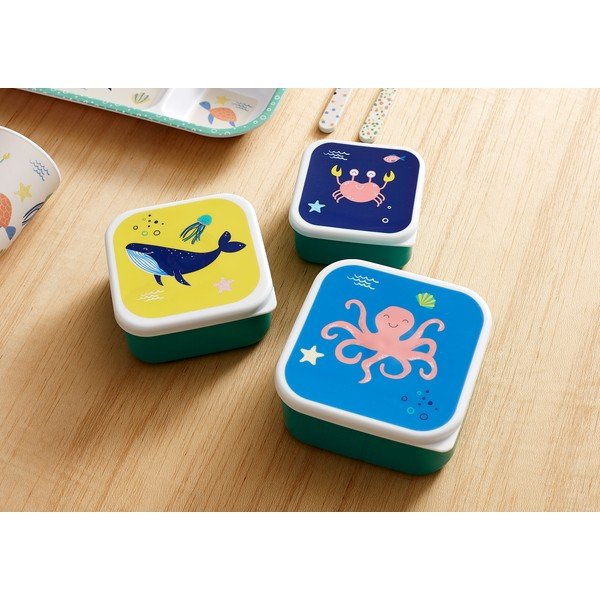 Zaļas plastmasas bērnu pusdienu kārbas (3 gab.) Ocean – Ladelle-image-1