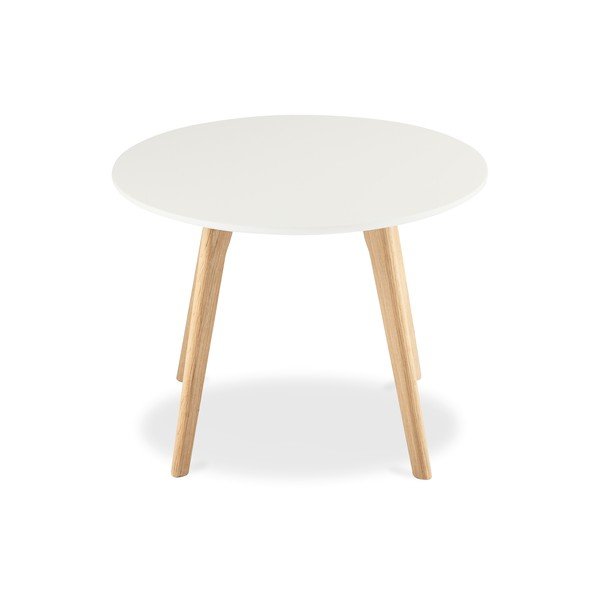 Balts kafijas galdiņš ar ozolkoka kājām Furnhouse Life, Ø 60 cm-image-1