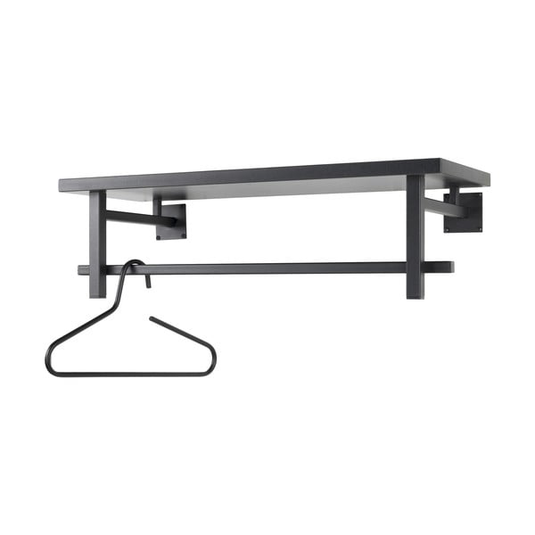 Melns metāla sienas pakaramais ar plauktu 76 cm Simplon – Spinder Design-image-2