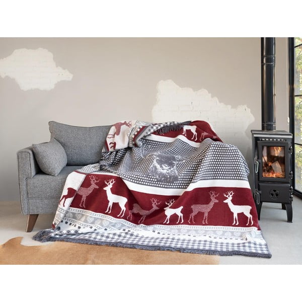 Sarkans/pelēks gultas pārklājs 150x200 cm – Mila Home-image-2