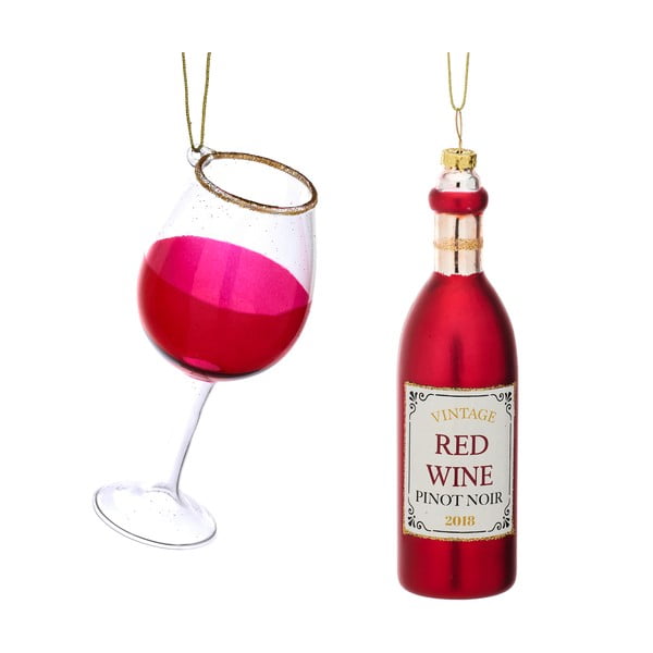 Stikla Ziemassvētku eglītes rotājumi (2 gab.) Red Wine – Sass & Belle
