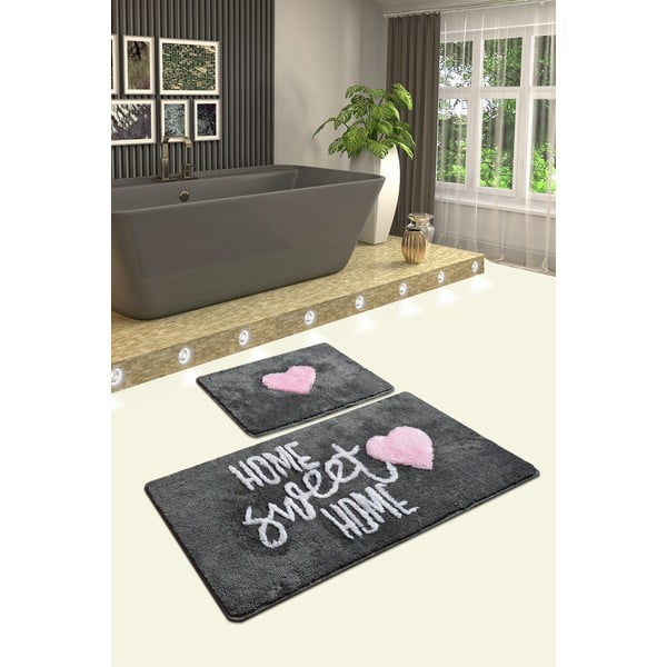 2 pelēku taisnstūra formas vannas paklājiņu komplekts Foutastic Home-image-1
