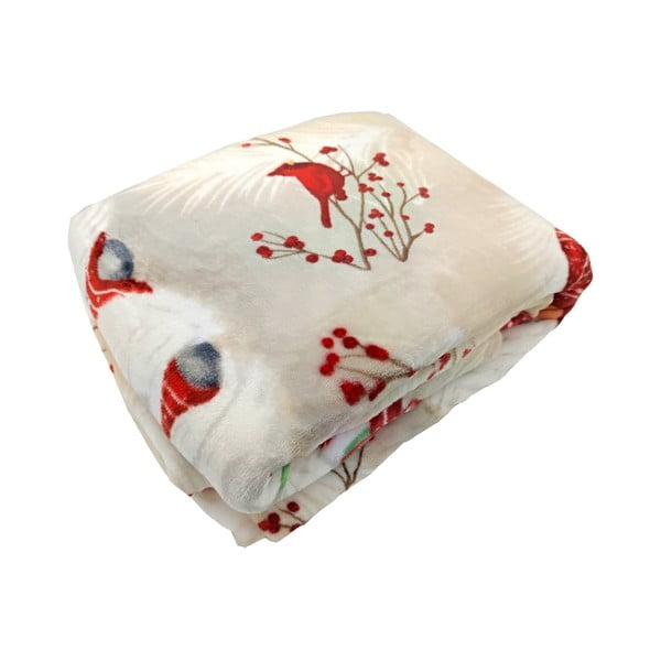 Krēmkrāsas mikroplīša pleds ar Ziemassvētku motīvu 150x200 cm Goblin – My House