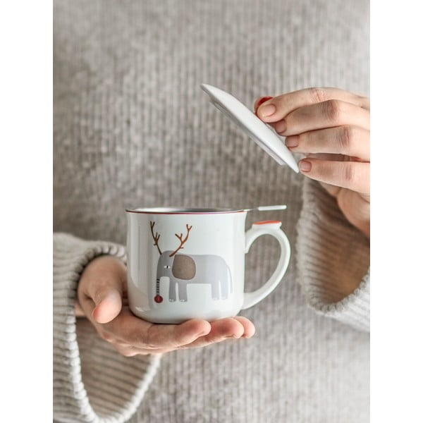 Krēmkrāsas māla krūze ar sietiņu un Ziemassvētku motīvu 300 ml Valentin – Bloomingville-image-1