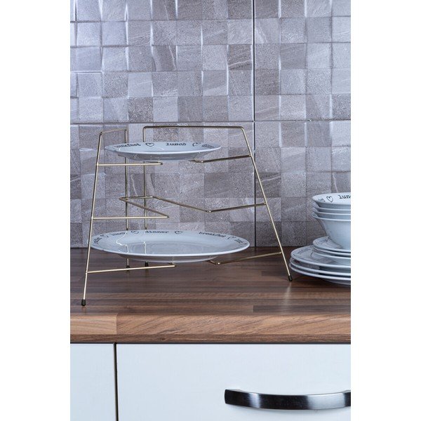 Zelta krāsas metāla papildu virtuves plaukts 37x25 cm Rowan – Premier Housewares-image-1
