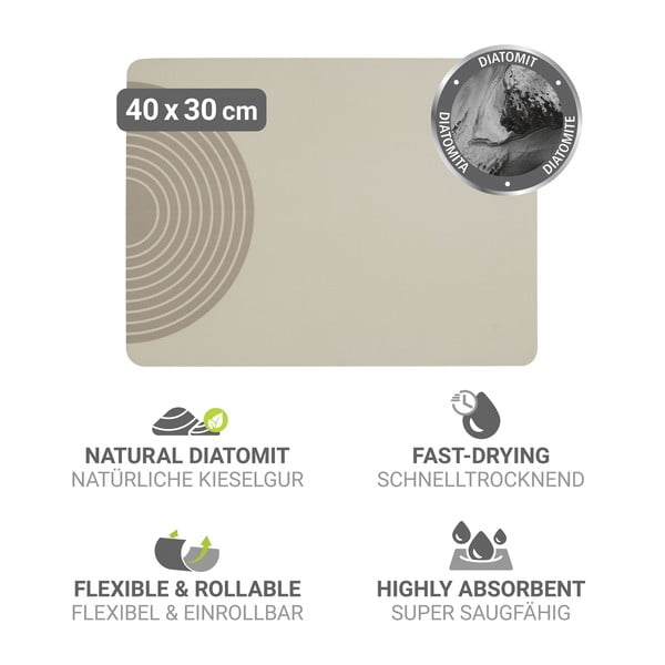 Bēšs gumijas trauku žāvēšanas paliktnis 40x30 cm Dima – Wenko-image-3