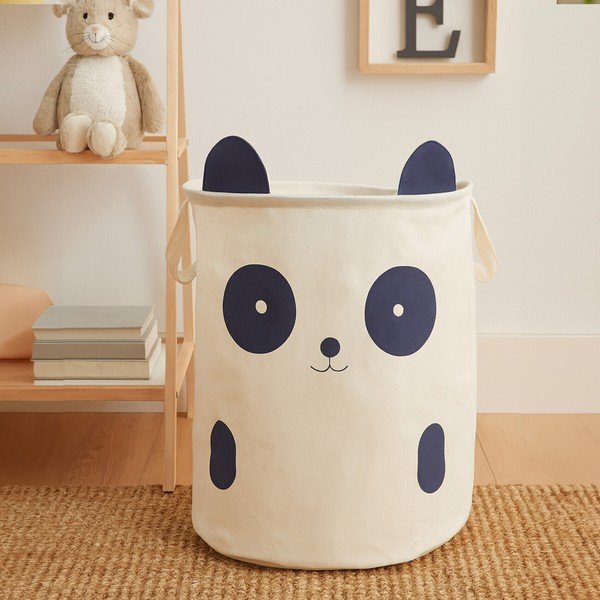 Balts tekstila bērnu rotaļlietu grozs ø 38x48 cm Mimo Panda Face – Premier Housewares-image-1