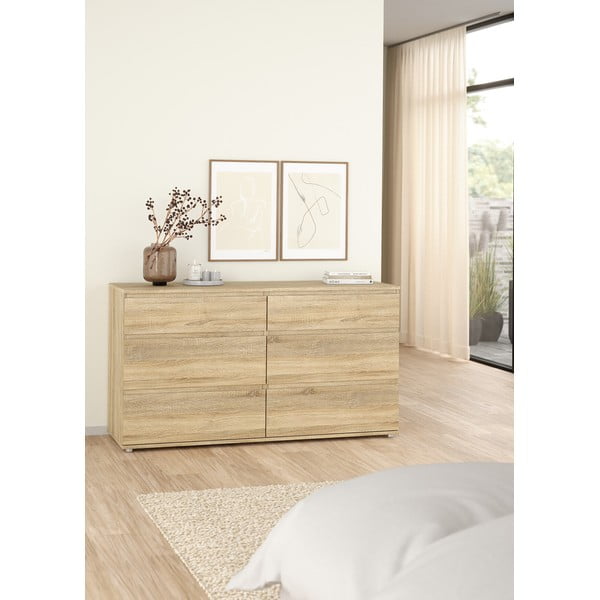 Dabīga toņa zema kumode ar ozolkoka imitāciju 153x84 cm Nova – Tvilum-image-1