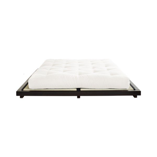 Divguļamā gulta no priedes koka ar matraci un tatami Karup Design Dock Double Latex Black Natural, 160 x 200 cm