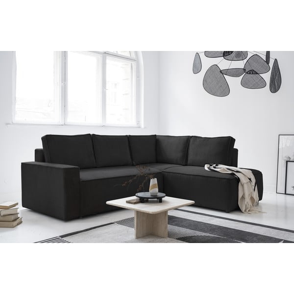 Antracīta pelēks velveta salokāms stūra dīvāns (ar labo stūri) Brave Dave – Miuform-image-3