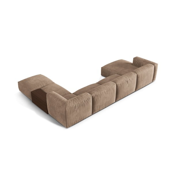 Gaiši brūns samta modulārais stūra dīvāns (ar labo stūri/U veida) Martina – Micadoni -image-2