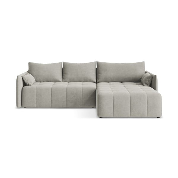 Gaiši pelēks salokāms/ar uzglabāšanas vietu stūra dīvāns (ar labo stūri/ar zvilni) Moku – Makamii