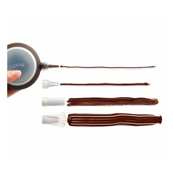 Brūns konditorejas dekorators ar 4 uzgaļiem Lékué Decopen-image-1