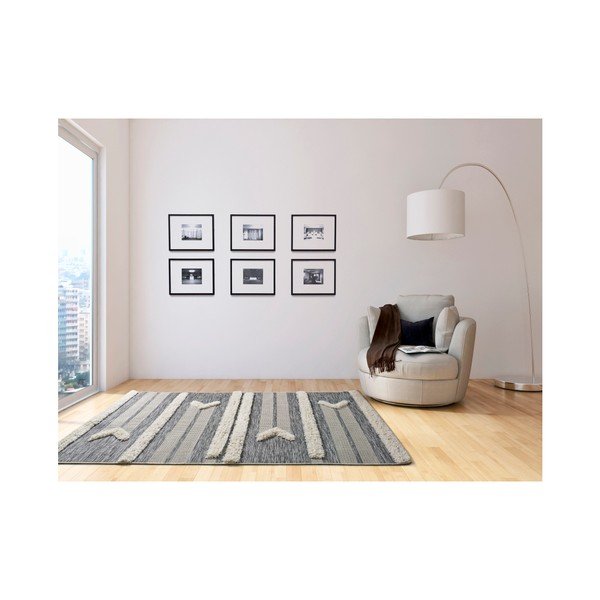 Balts un pelēks paklājs Universal Cheroky Line, 55 x 110 cm-image-1
