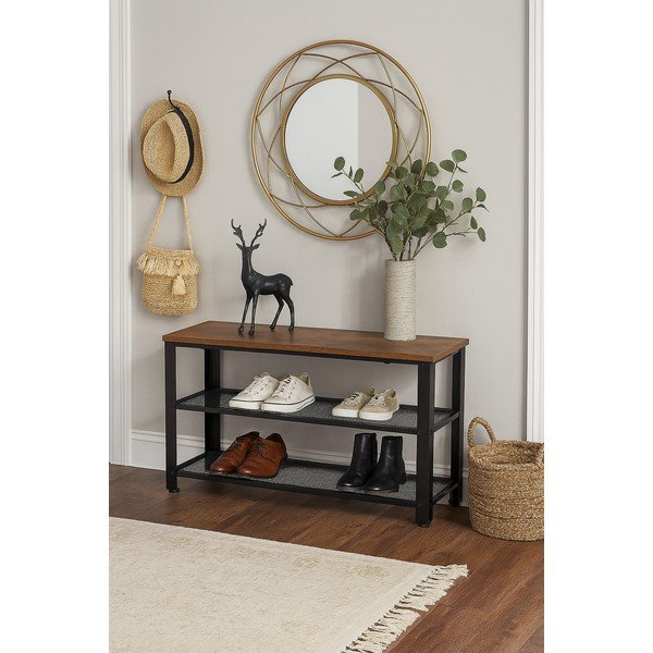 Melns tērauda apavu plaukts 80x45x30 cm Arne – Bonami Essentials-image-1