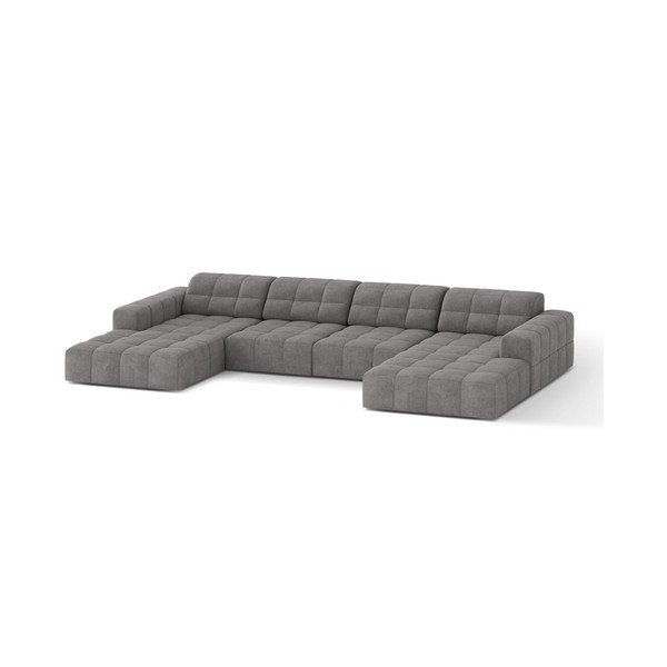 Pelēks (U veida) stūra dīvāns no šenila auduma Chicago – Cosmopolitan Design-image-1