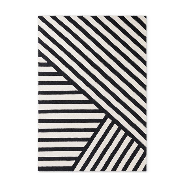 Melnbalts ar rokām darināts vilnas paklājs 120x180 cm Stryve Noir – Elle Decoration
