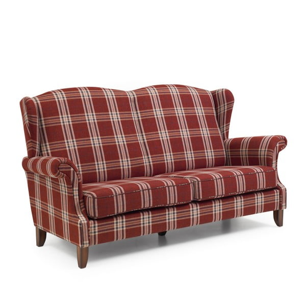Sarkans rūtains dīvāns Max Winzer Verita, 193 cm