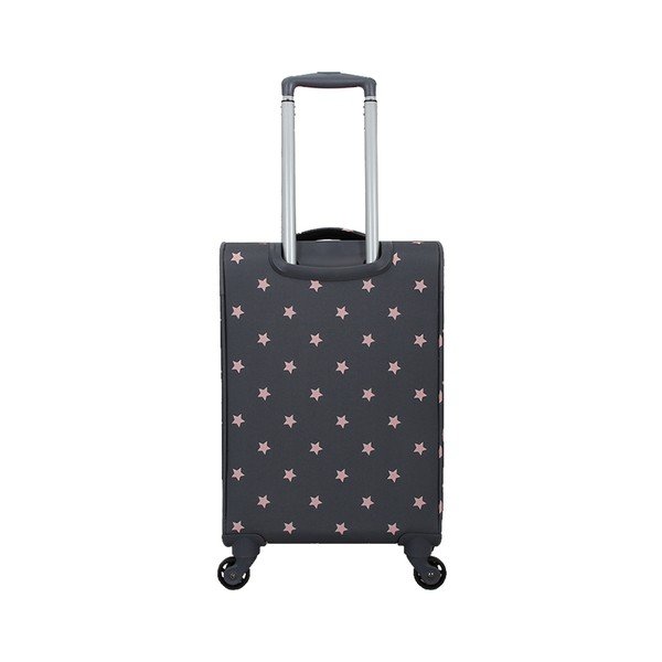 Pelēkas un rozā krāsas bagāžas somas uz 4 riteņiem un kosmētikas futrāļa komplekts Lollipops Starry-image-1
