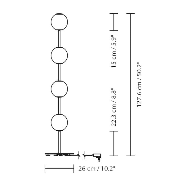Misiņa krāsas LED stāvlampa ar regulējamu spilgtumu un stikla abažūru (augstums 128 cm) Audrey Floor – UMAGE-image-4