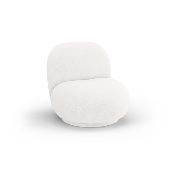 Balts atpūtas krēsls no buklē auduma Chuck – Micadoni Home