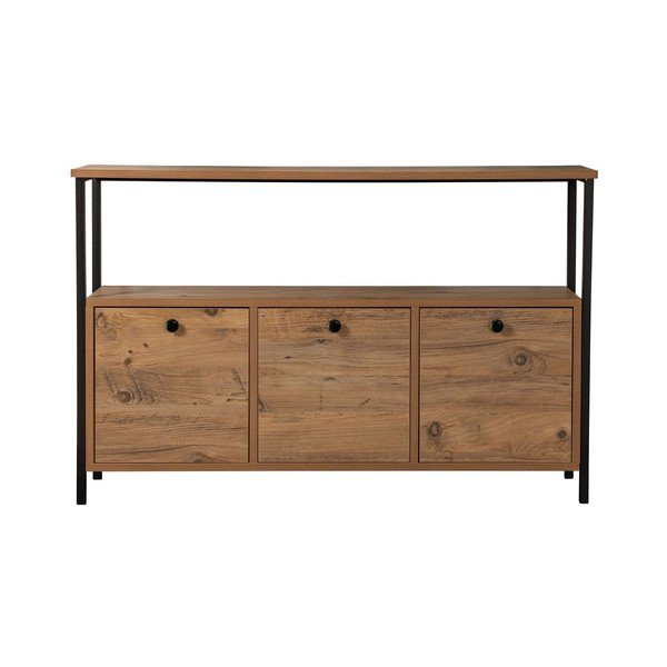 Dabīga toņa konsoles galds ar priedes koka imitāciju 29,5x120 cm Solace – Kalune Design