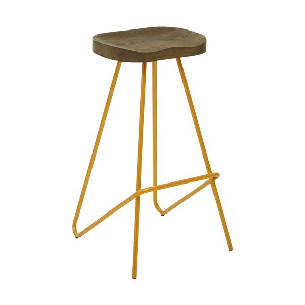 Zelta krāsas/dabīga toņa gobas masīvkoka bāra taburete (sēdekļa augstums 78 cm) District – Premier Housewares