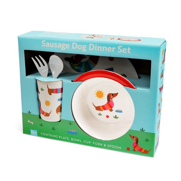 Bērnu pusdienu komplekts (5 gab.) Sunny Sausage Dog – Rex London-image-2