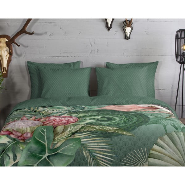 Zaļa flaneļa gultas veļa vienvietīgai gultai 140x200 cm – HIP-image-2