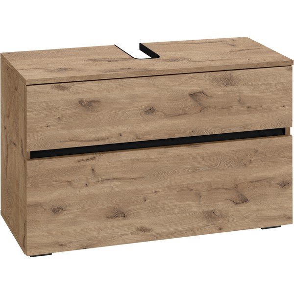 Dabīga toņa skapītis zem izlietnes ar ozolkoka imitāciju 80x55 cm Wisla – Støraa-image-2