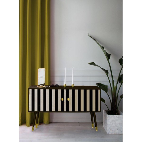 Masīvkoka priedes kumode Velvet Atelier Au Cafe Golden Black Strips-image-1