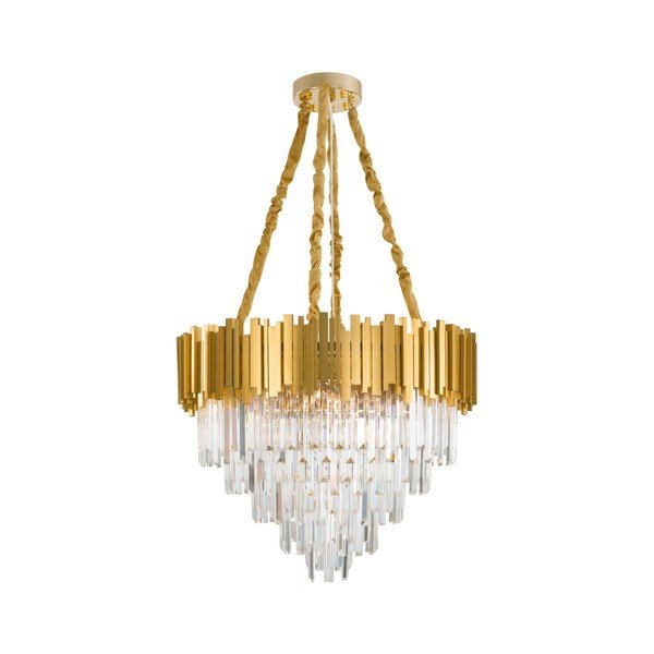Zelta krāsas metāla piekaramā lampa ar kristāla abažūru ø 73 cm Grane – Nova Luce
