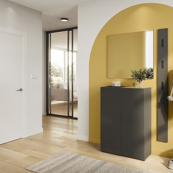 Balta priekšnama iekārta ar ozolkoka imitāciju 74x200x33 cm Alviano – Germania-image-1