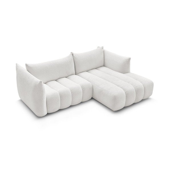 Balts stūra dīvāns no buklē auduma (ar labo stūri/ar zvilni) Azra – Bobochic Paris-image-4