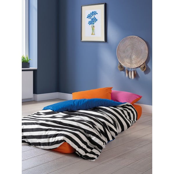 Melnbalta divguļamā/īpaši gara gultas veļa no ranforce kokvilnas ar palagu 200x220 cm Dusk – Mijolnir-image-1