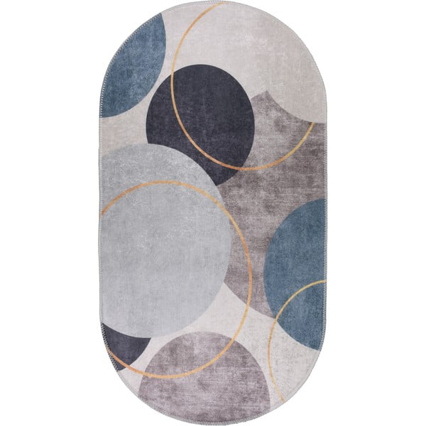 Zils/pelēks mazgājams paklājs 60x100 cm Oval – Vitaus