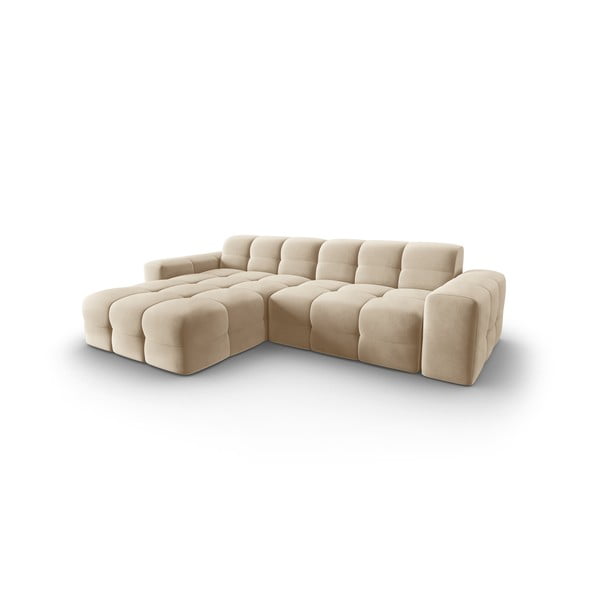Bēšs samta stūra dīvāns (kreisais stūris) Kendal – Micadoni Home-image-3