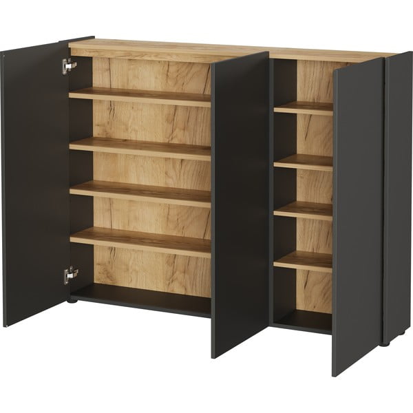 Antracīta pelēks skapītis ar ozolkoka imitāciju 138x105x25 cm Libbiano – Germania-image-2