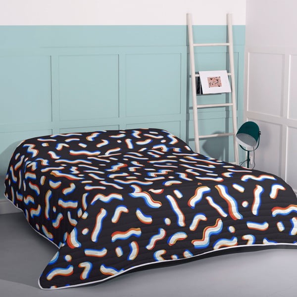Melns stepēts gultas pārklājs 270x260 cm Next – Aware