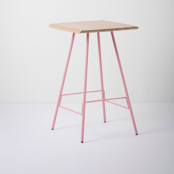 Bāra galds ar masīvkoka virsmu un rozā Gazzda Leina kājām
