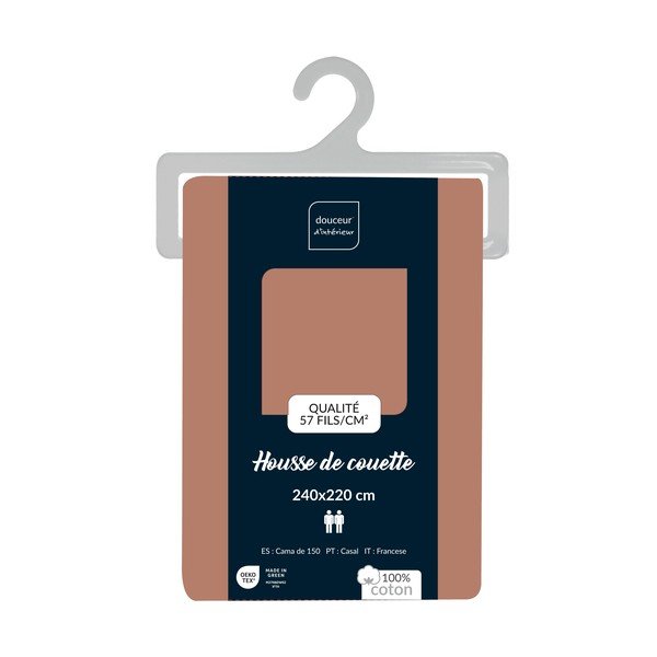 Lašrozā divguļamais/īpaši garš kokvilnas segas pārvalks 240x220 cm Lina – douceur d'intérieur-image-2