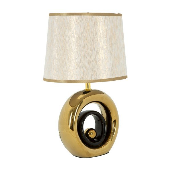 Balta galda lampa ar zeltītu dizainu Mauro Ferretti Round-image-3