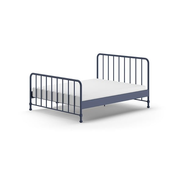 Zila metāla vienvietīga gulta ar redelēm 160x200 cm BRONXX – Vipack