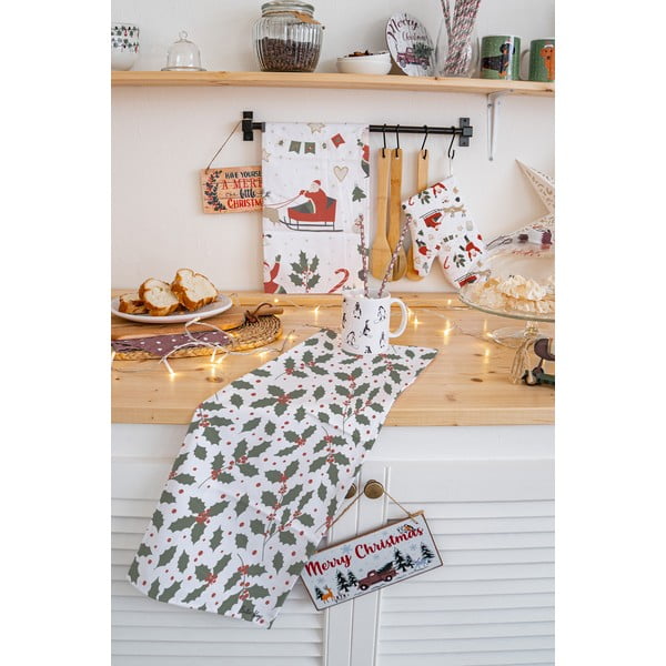 Kokvilnas trauku dvieļi ar Ziemassvētku motīvu (2 gab.) 50x70 cm Happy Santa – Butter Kings-image-1