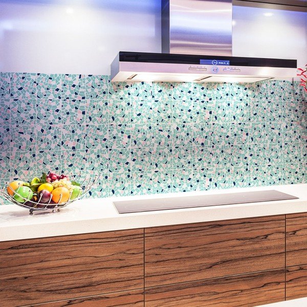 24 sienu uzlīmju komplekts Ambiance Cement Tile Stickers Terrazzo Aqua, 10 x 10 cm-image-2