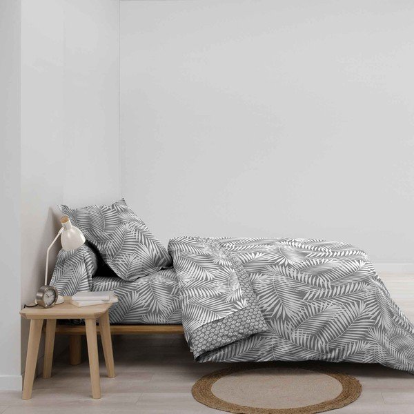 Pelēks vienguļamais kokvilnas segas pārvalks 140x200 cm Botania – douceur d'intérieur-image-1