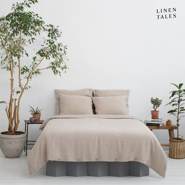 Krēmkrāsas gultas veļa no kaņepju šķiedras vienvietīgai gultai 140x200 cm – Linen Tales