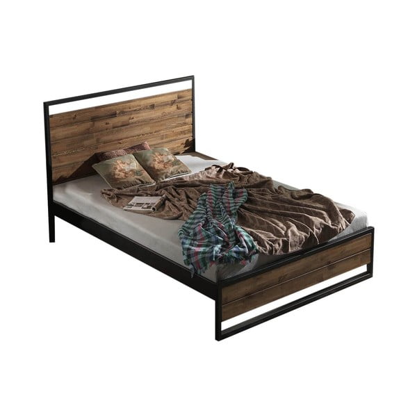 Melna/dabīga toņa vienvietīga gulta ar režģi 120x200 cm Ariane – Kalune Design